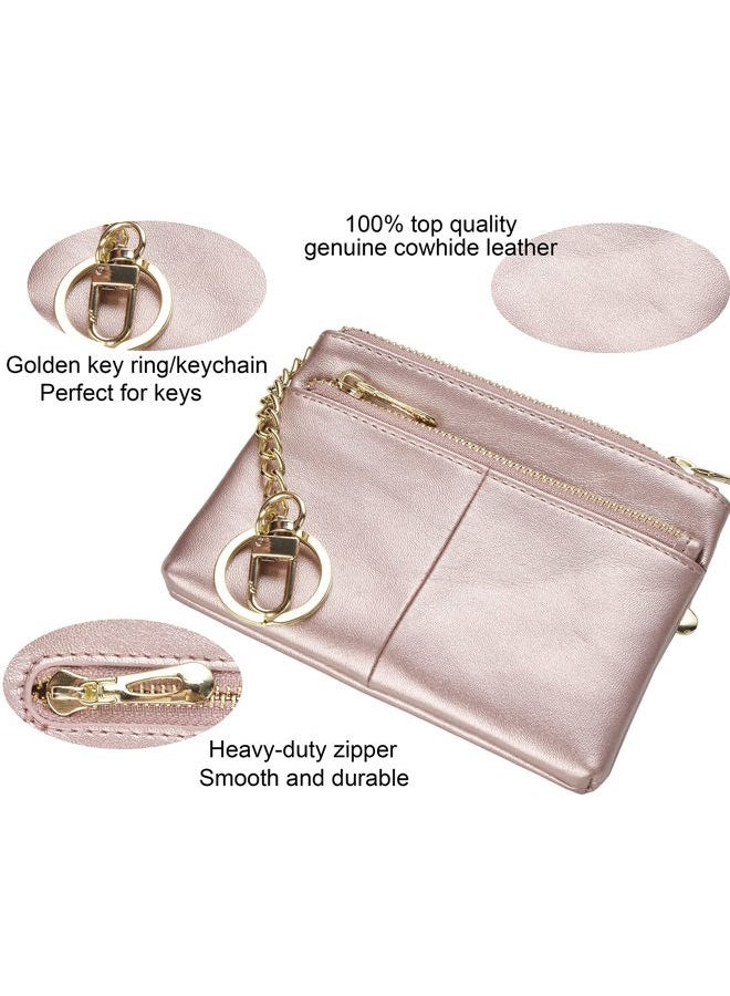 Beurlike Womens RFID Coin Purse Change Wallet Small Leather Card Holder Keychain, Rose Gold, Small, Fashion - Image 4