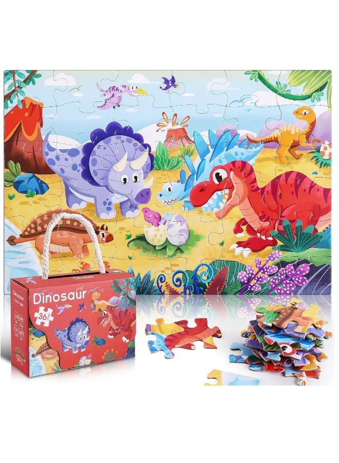 Puzzles for Kids Ages 4-8, 3-5,36 Piece Dinosaur Puzzles for Toddler 4-6,Floor Puzzle Age 5-7 Children Learning Preschool Educational Puzzles Toys for Boys and Girls - Image 1