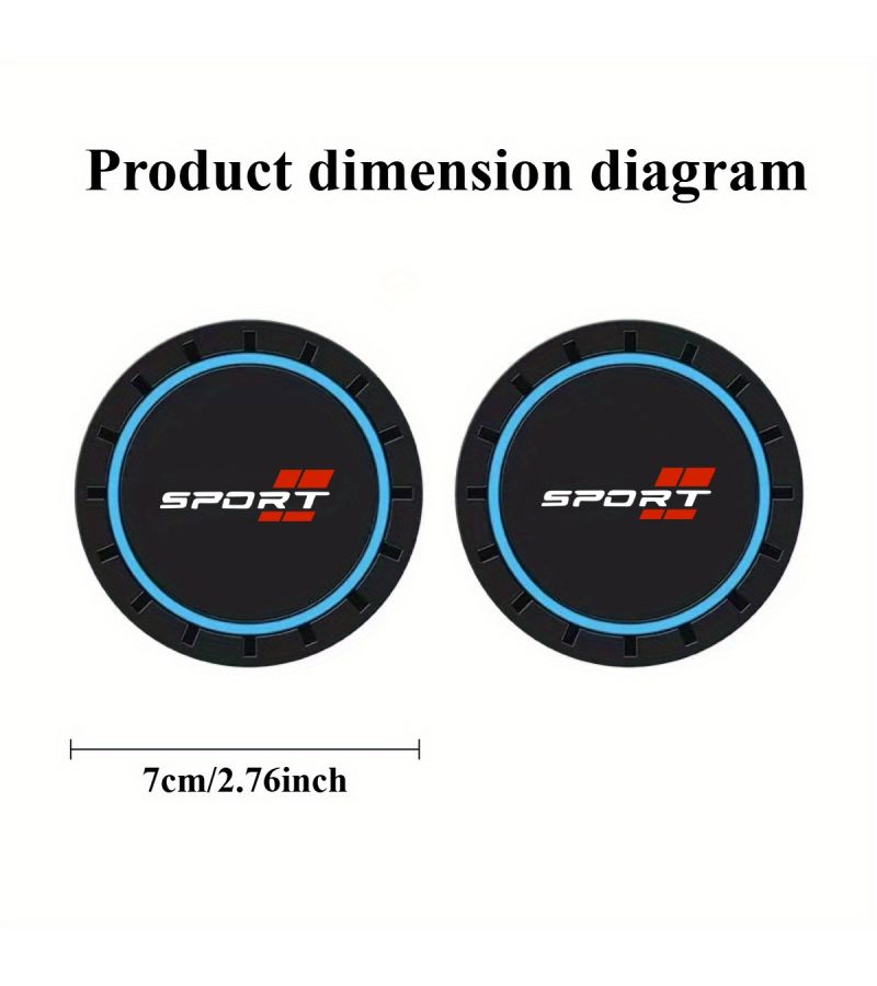 Red 2pcs Car Cup Holders for Front Rear Seats Center Console Durable PVC with Sports Logo - Image 2