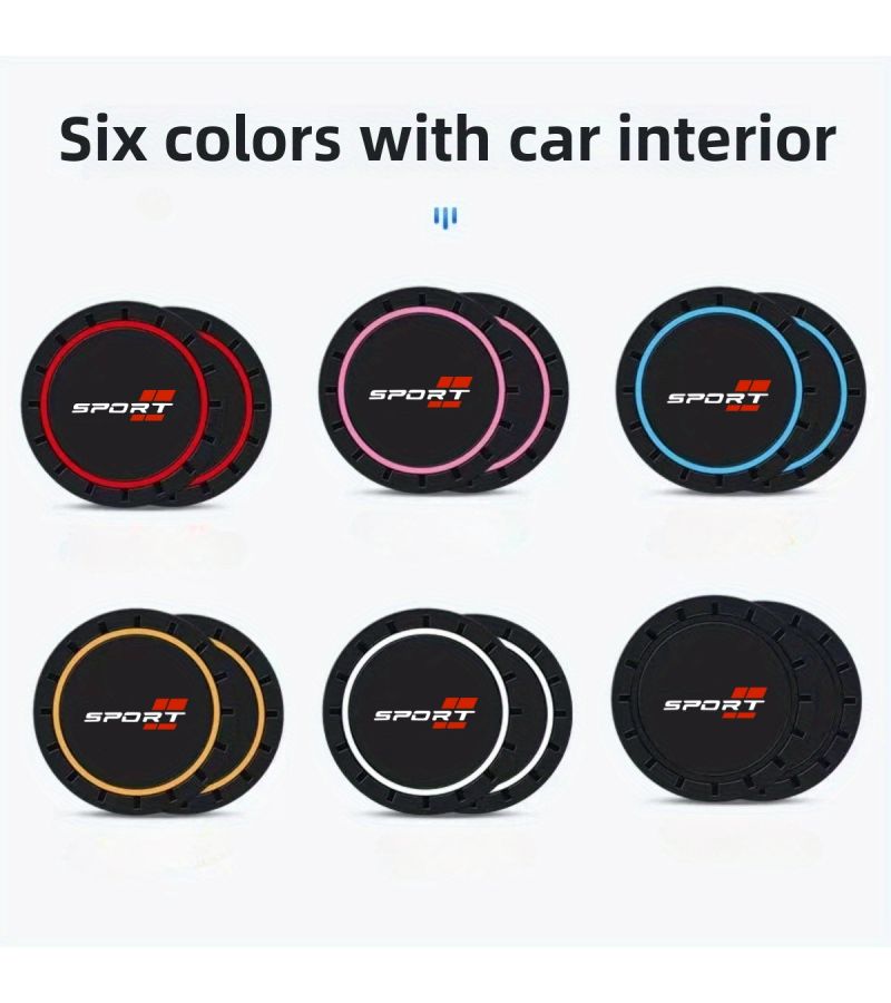 Red 2pcs Car Cup Holders for Front Rear Seats Center Console Durable PVC with Sports Logo - Image 4