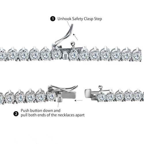Gemsme 4mm Tennis Necklaces for Women - 3 Prong 18K White Gold Plated Round Cubic Zirconia Classic diamond Tennis Chain, Tennis Necklace for Women and Men, Size 16 inch - Image 5