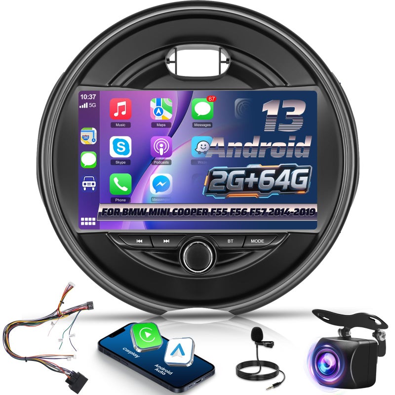 EKAT Upgrade 2G64G Car Stereo for BMW Mini Cooper F55 F56 F57 20142019 5 Door Without OEM Nav Screen with Wireless CarplayAndroid Auto 9 Inch Android Touchscreen Radio with WiFi GPS EQ SWC - Image 2