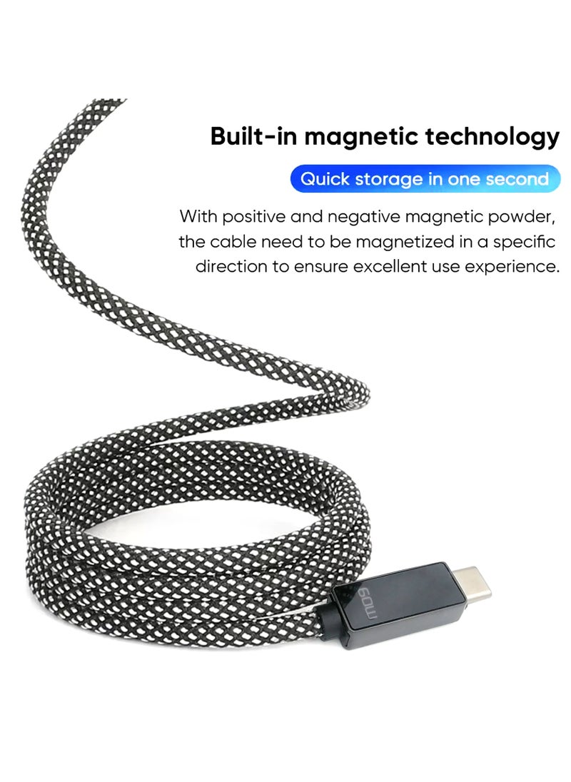 USB-C to USB-C charging cable made of braided magnetic nylon with a fast charging speed of 60 watts for all mobile devices that support USB-C and fast charging.