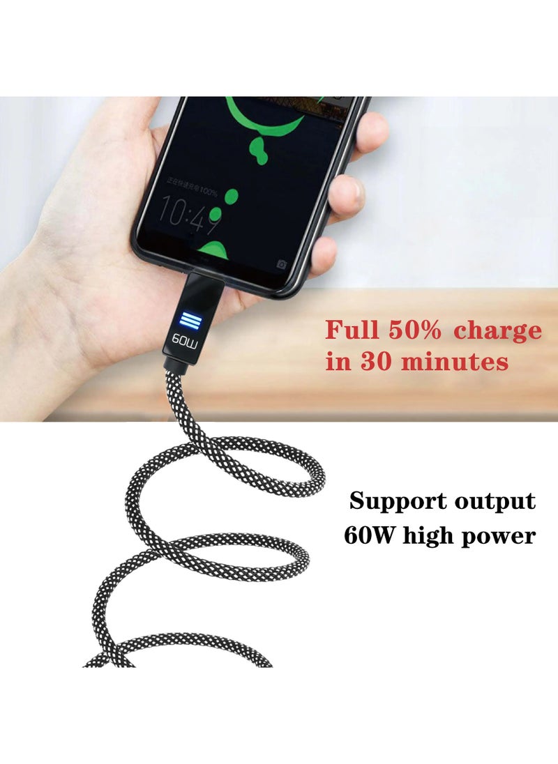 USB-C to USB-C charging cable made of braided magnetic nylon with a fast charging speed of 60 watts for all mobile devices that support USB-C and fast charging.