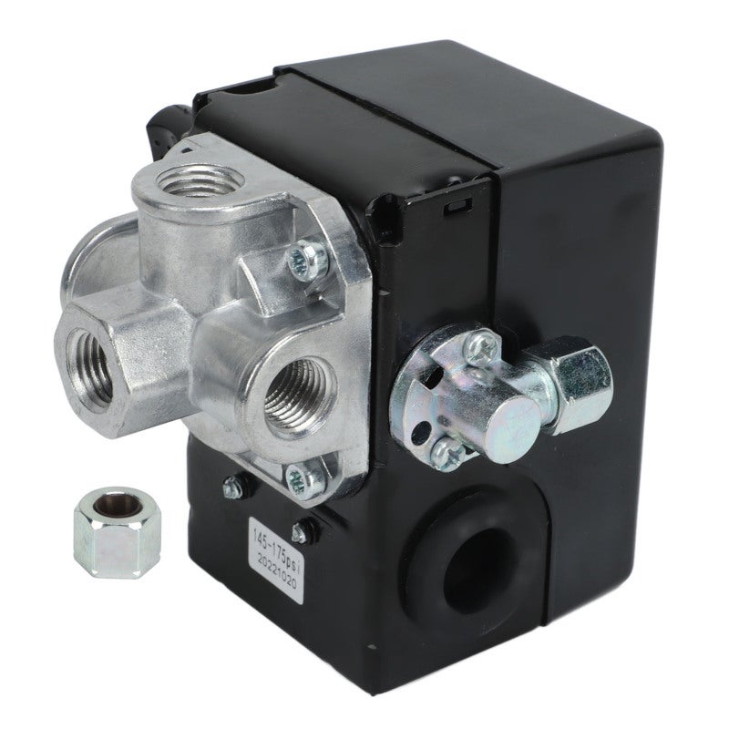 Adjustable Pressure Switch: 4 Port Metal Construction - Adjustable Unloader 140 To 175 Preset Range, OEM Replacement I R 23474653 for Industrial Heavy Equipment - Image 1