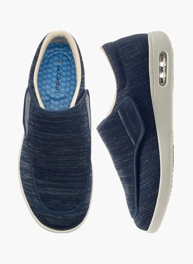 لو كونفورت Men Textured Slip-On Sneakers with Hook and Loop Closure