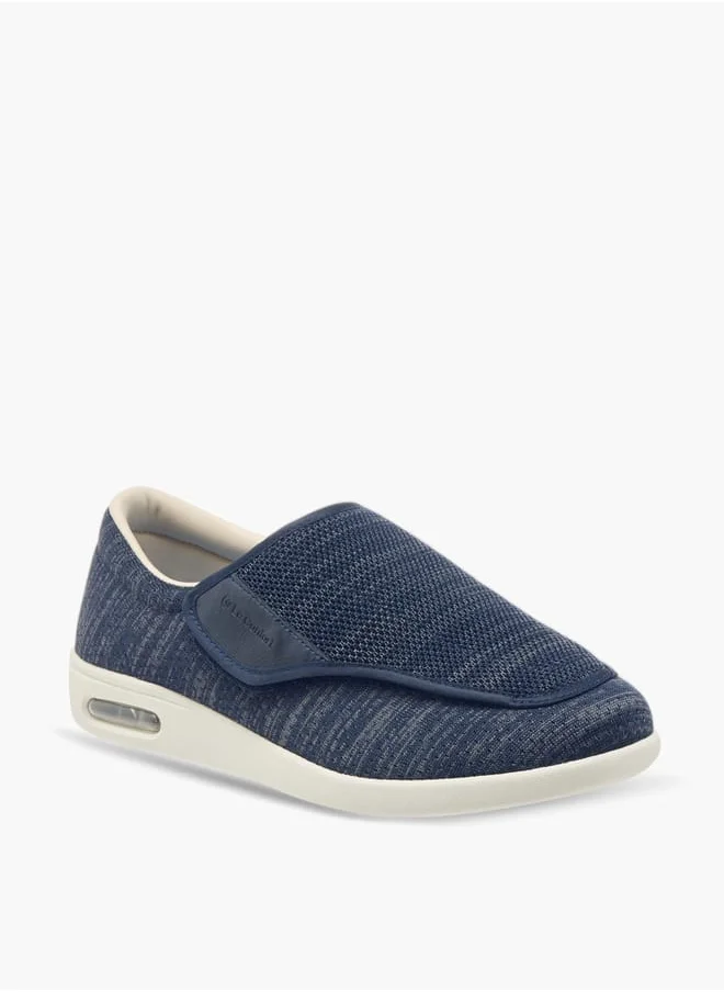لو كونفورت Men Textured Slip-On Sneakers with Hook and Loop Closure
