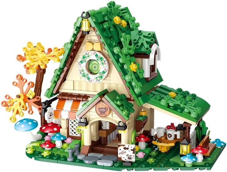 Dream House City Green House Building Toy Set - 546pcs Fairy Tale Cafe Construction Kit for Kids - Image 1