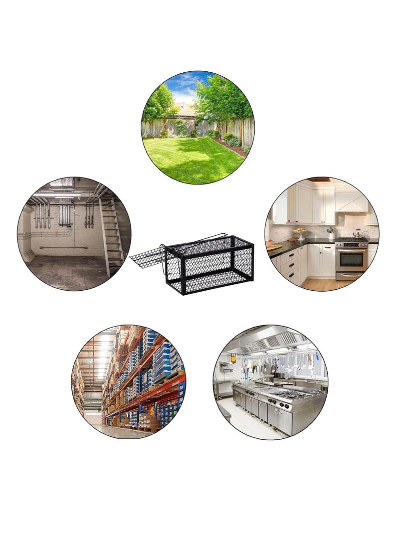 ECVV صيدة فئران إنسانية من ECVV، قفص فخ للفئران الحية، فخاخ معدنية سميكة لفئران صغيرة، للاستخدام الداخلي والخارجي.. 28 * 14 * 14 سم كبيرة - Image 5