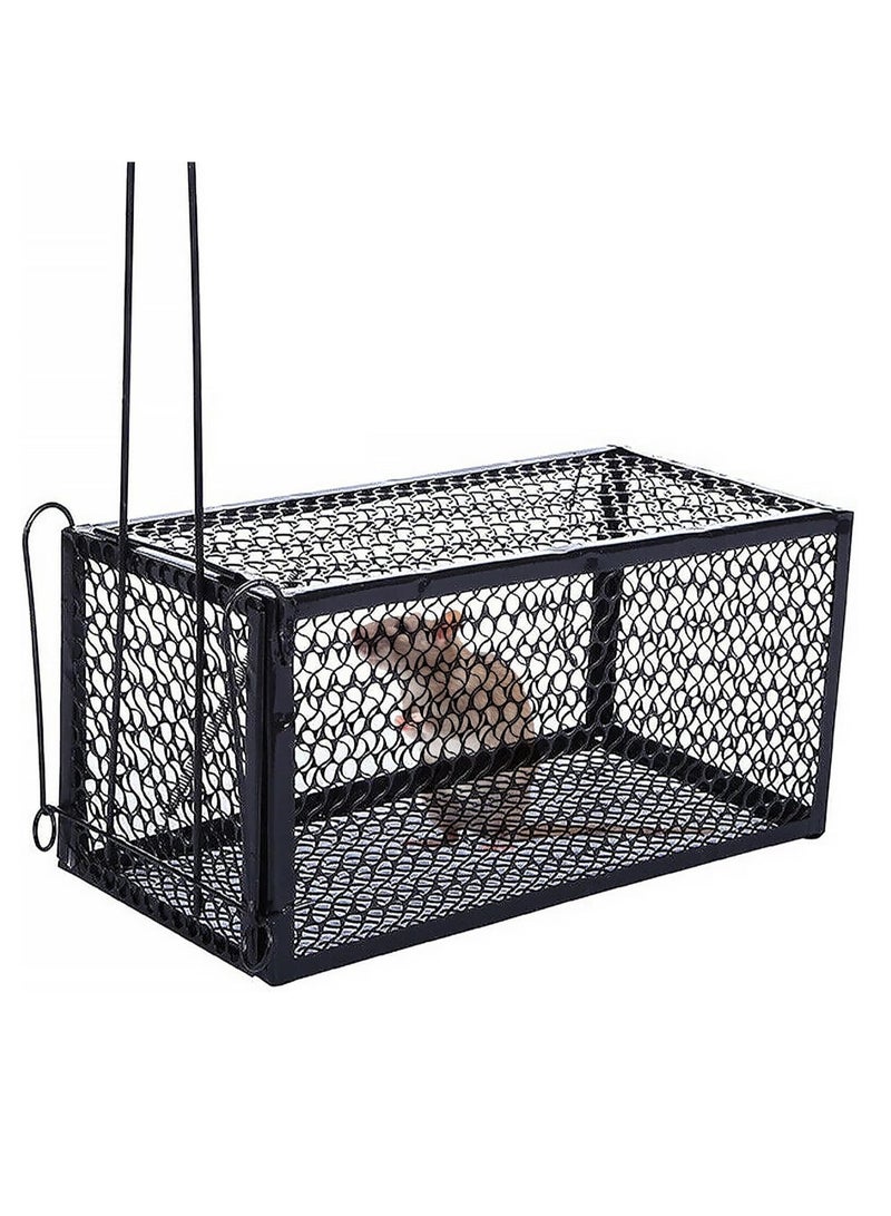 ECVV صيدة فئران إنسانية من ECVV، قفص فخ للفئران الحية، فخاخ معدنية سميكة لفئران صغيرة، للاستخدام الداخلي والخارجي.. 28 * 14 * 14 سم كبيرة - Image 1