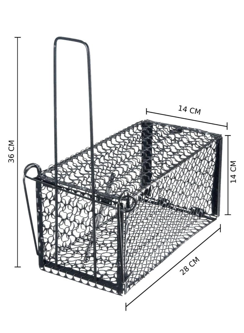 ECVV صيدة فئران إنسانية من ECVV، قفص فخ للفئران الحية، فخاخ معدنية سميكة لفئران صغيرة، للاستخدام الداخلي والخارجي.. 28 * 14 * 14 سم كبيرة - Image 2