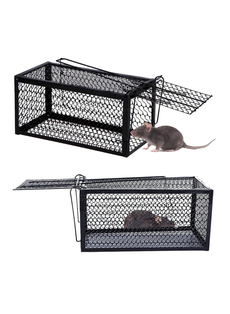 ECVV صيدة فئران إنسانية من ECVV، قفص فخ للفئران الحية، فخاخ معدنية سميكة لفئران صغيرة، للاستخدام الداخلي والخارجي.. 28 * 14 * 14 سم كبيرة - Image 4