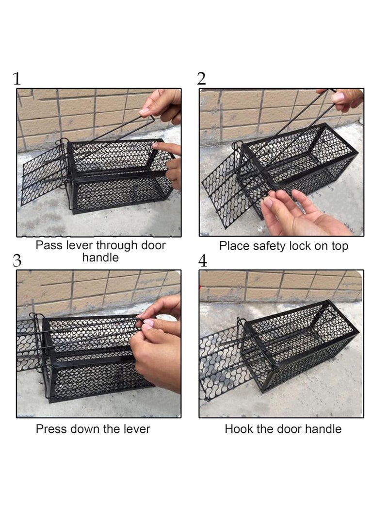 ECVV صيدة فئران إنسانية من ECVV، قفص فخ للفئران الحية، فخاخ معدنية سميكة لفئران صغيرة، للاستخدام الداخلي والخارجي.. 28 * 14 * 14 سم كبيرة - Image 3
