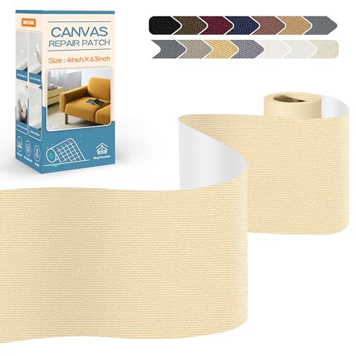 KING MOUNTAIN Canvas Repair Tape,Outdoor Gear Patch, 4×63 Inches,Waterproof,Self-Adhesive for Repairing Boat Covers,Sun Shades,Sofas,Tents,Lounge Chairs,Awnings (Beige2.0) - Image 1
