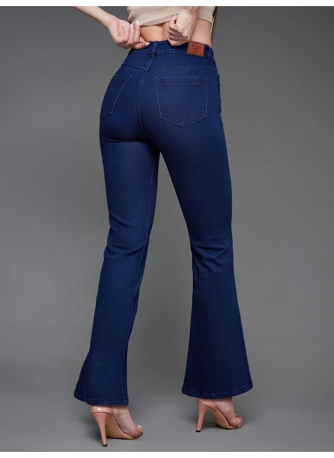 Miss Chase - Miss Chase Women's Bootcut High/Mid Rise Regular/Cropped Stretchable Denim Jeans (Plus Size) (MCSS24DEN79-03-360-28, Stormy Blue, 28) - Image 1