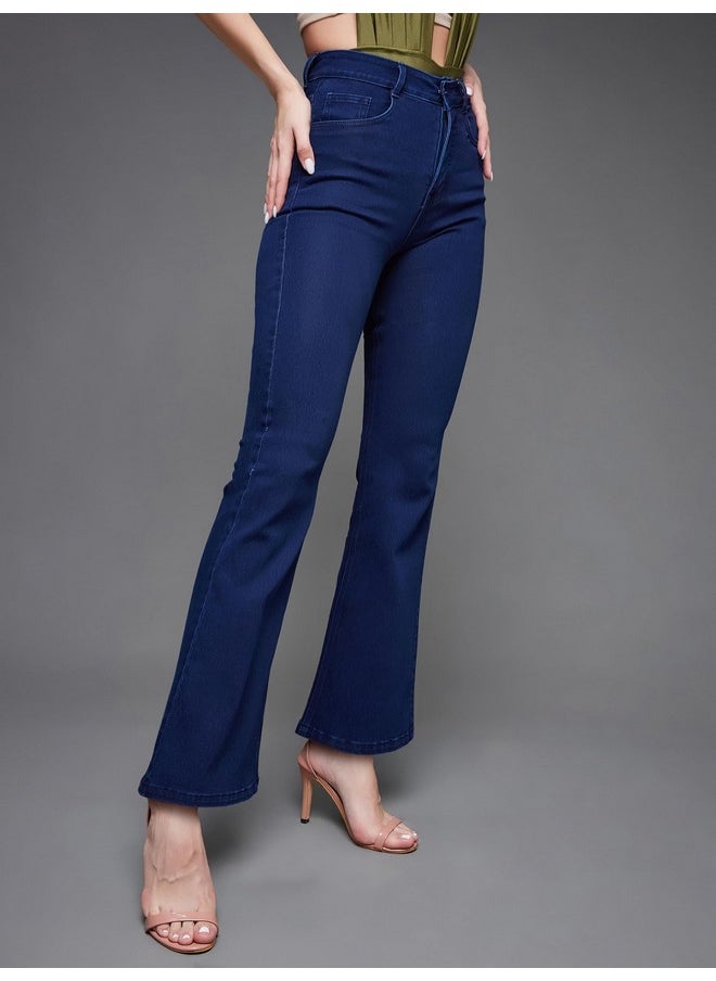 Miss Chase - Miss Chase Women's Bootcut High/Mid Rise Regular/Cropped Stretchable Denim Jeans (Plus Size) (MCSS24DEN79-03-360-28, Stormy Blue, 28) - Image 1
