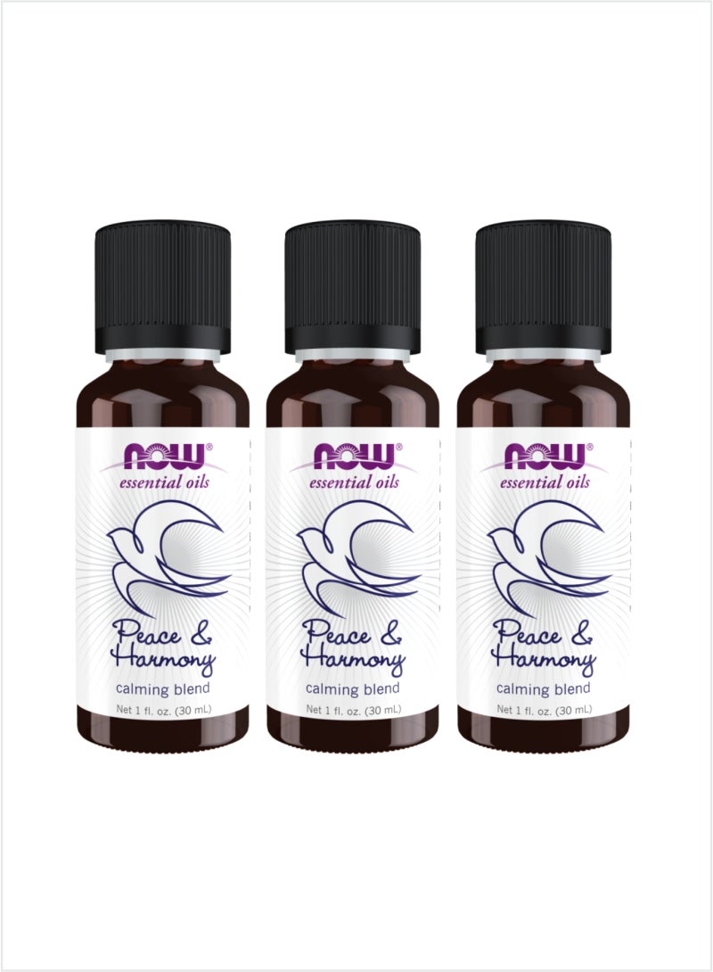NOW Essential Oils Peace & Harmony Blend - Calming & Relaxing, 30ml (Pack of 3)