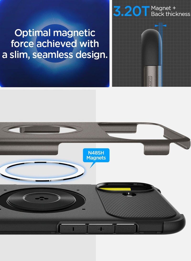 Spigen Slim Armor Magfit for iPhone 16 Case Cover MagSafe with Kickstand (2024) - Gunmetal - Image 3