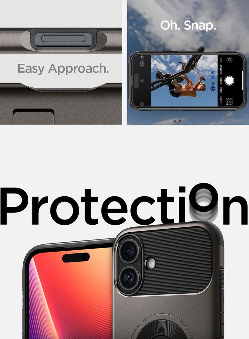 Spigen Slim Armor Magfit for iPhone 16 Case Cover MagSafe with Kickstand (2024) - Gunmetal - Image 5