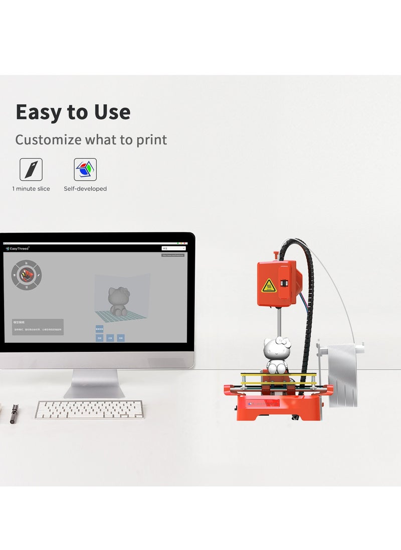 3D Printer for Kids, Mini Desk 3D Printer, 100x100x100mm Print Size No Heated Bed One-Key Printing with TF Card PLA Sample Filament, for Beginners Household Education