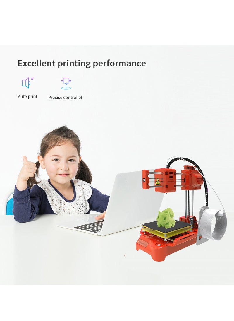 3D Printer for Kids, Mini Desk 3D Printer, 100x100x100mm Print Size No Heated Bed One-Key Printing with TF Card PLA Sample Filament, for Beginners Household Education
