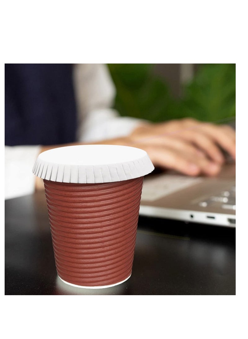 100 قطعة أغطية أكواب ورقية معاد تدويرها للقهوة والشاي مثالية للسفر والفنادق ومقاهي القهوة والحفلات وحفلات الزفاف والاستخدام المنزلي الحجم 7.5 × 7.5 سم - Image 2