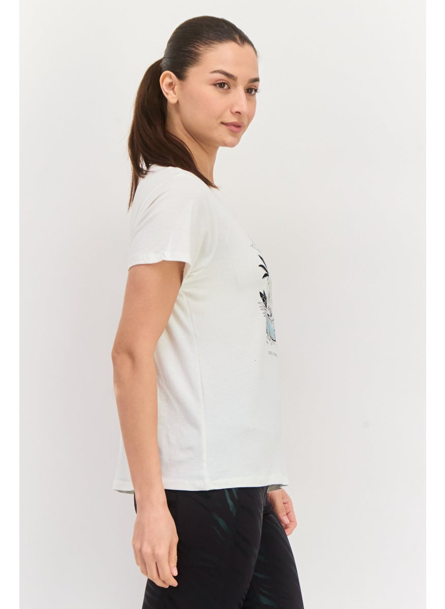 Hurley Women Sportswear Fit Short Sleeve Outdoor T-Shirts, Off White Combo  - Image 3