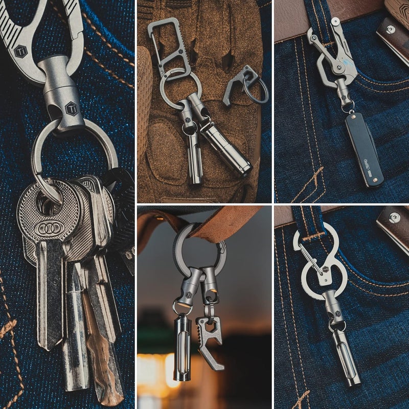 KeyUnity KA07 Titanium Swivel Key Ring Keychain Connector 2pcs, Anti Tangle 360° Rotate Key Linker for Carabiner & Split Ring, Sandblasted, Medium - Image 4