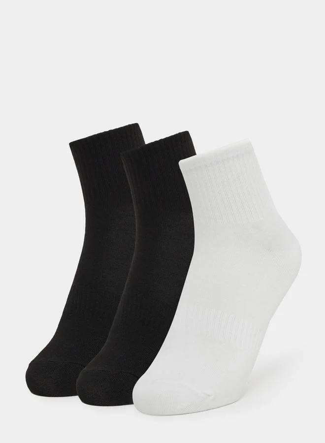 Set of 3 - Ribbed Cuff Crew Socks