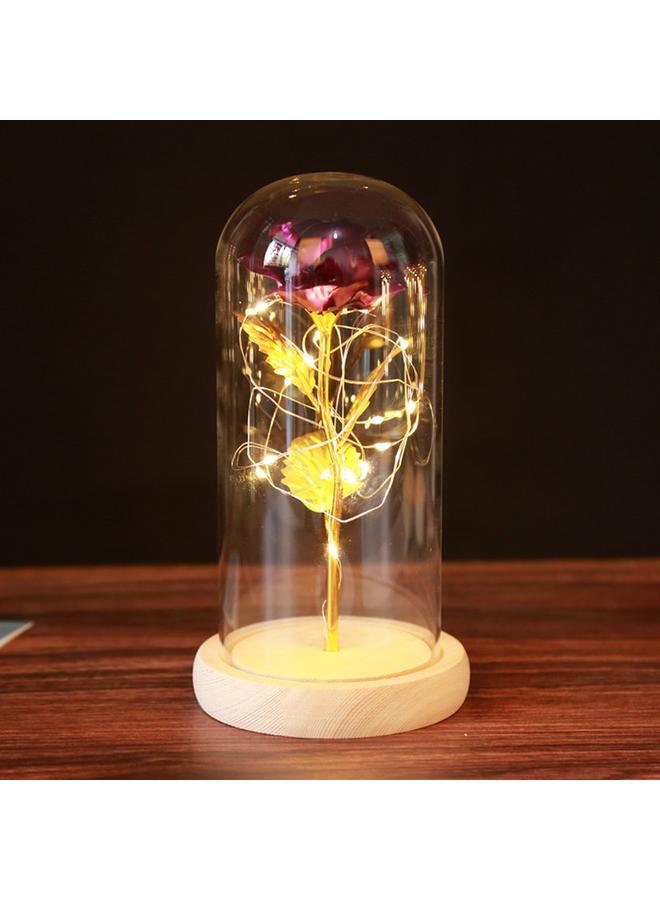 Bluejw Eternal Flower Glass Cover Simulation Rose Flower Ornaments Night Light Creative Christmas Valentine's Day Tanabata Festival Creative Gift - Image 1
