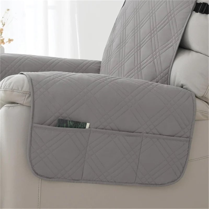 Waterproof Recliner Cover 1 Seater Solid Color Quilted Armchair Slipcover for Sofa Couch Cushion Covers(Color 6) - Image 4