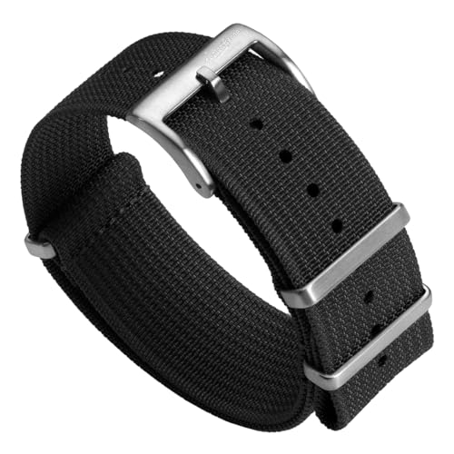WatchGecko Ridge Military Nylon Watch Strap Black 22mm Rugged QuickDrying and Secure Replacement Wristwatch Strap for Outdoor Activities - Image 1