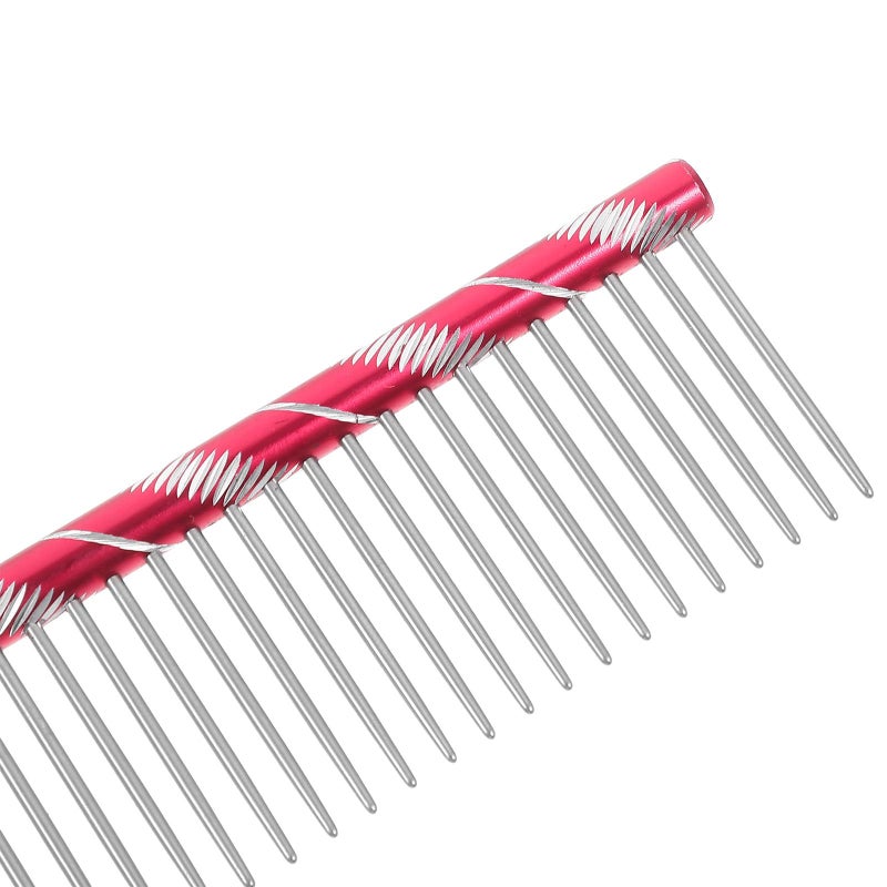 UEETEK Pet Shedding Comb Stainless Steel Grooming Tool for Dogs Cats with Different Spaced Teeth Gentle Fur Removal 6.3 Inch - Image 4