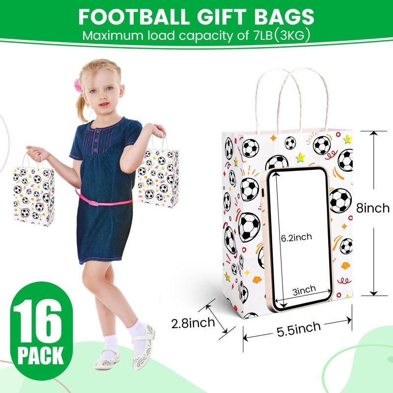 VGOODALL 16 Pack Soccer Goodie Bags, 5.5"x2.8"x8" Party Favor Bags with Handles for Kids Birthdays, Sports Theme Decorations, Gift Giving Bulk Supplies - Image 5