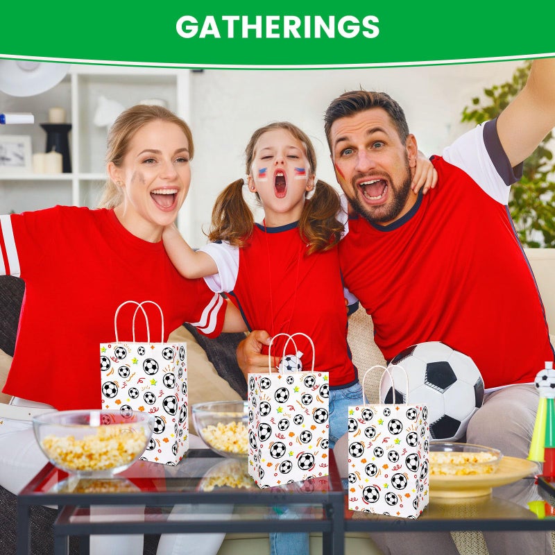 VGOODALL 16 Pack Soccer Goodie Bags, 5.5"x2.8"x8" Party Favor Bags with Handles for Kids Birthdays, Sports Theme Decorations, Gift Giving Bulk Supplies - Image 2
