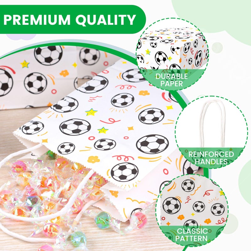 VGOODALL 16 Pack Soccer Goodie Bags, 5.5"x2.8"x8" Party Favor Bags with Handles for Kids Birthdays, Sports Theme Decorations, Gift Giving Bulk Supplies - Image 4