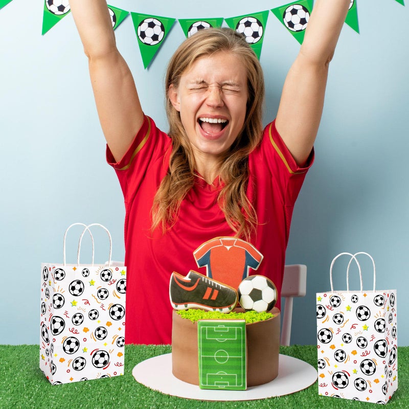 VGOODALL 16 Pack Soccer Goodie Bags, 5.5"x2.8"x8" Party Favor Bags with Handles for Kids Birthdays, Sports Theme Decorations, Gift Giving Bulk Supplies - Image 3
