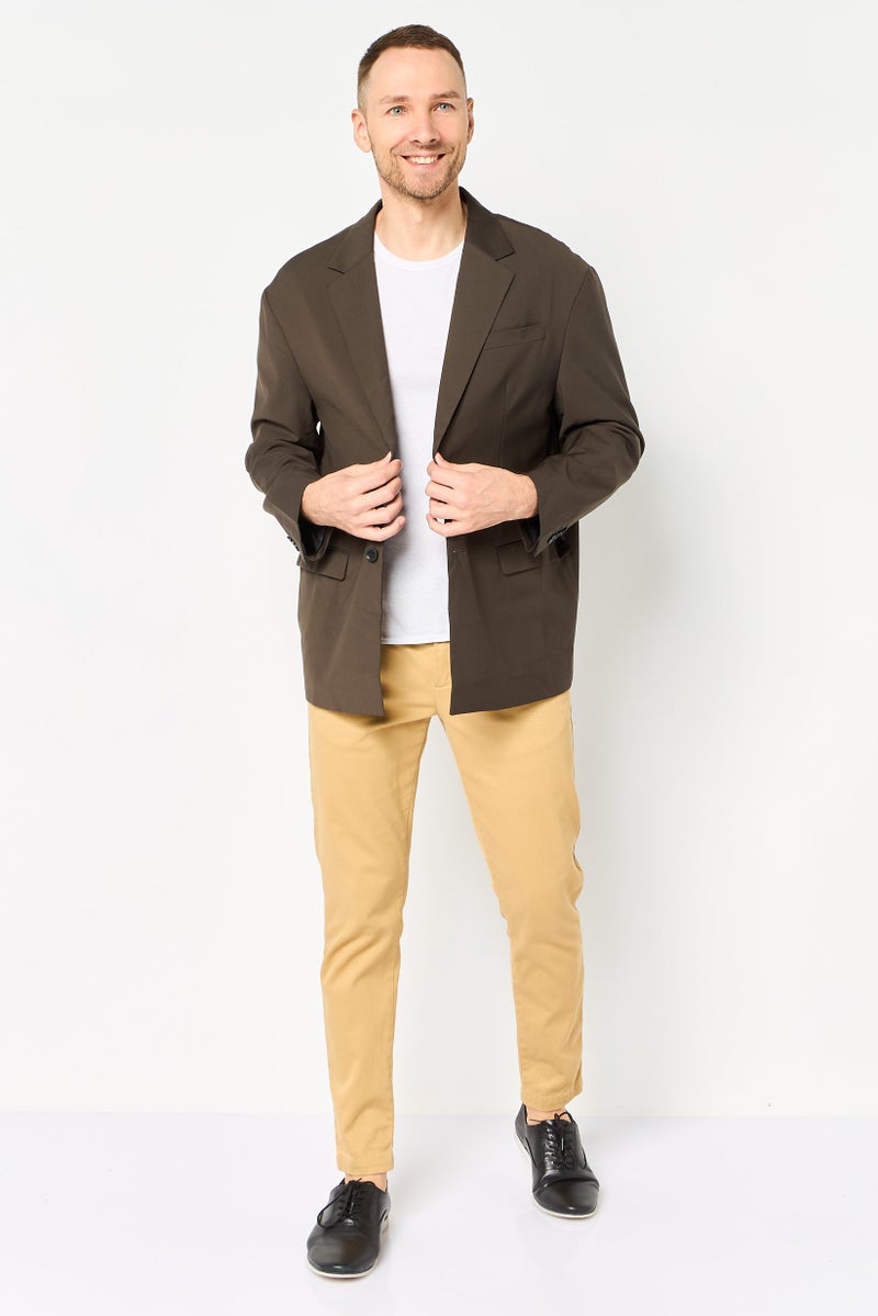 Selected Homme Men Regular Fit Solid Formal Blazer, Brown - Image 2