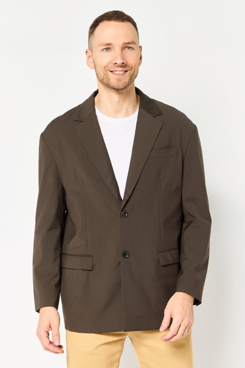 Selected Homme Men Regular Fit Solid Formal Blazer, Brown - Image 1