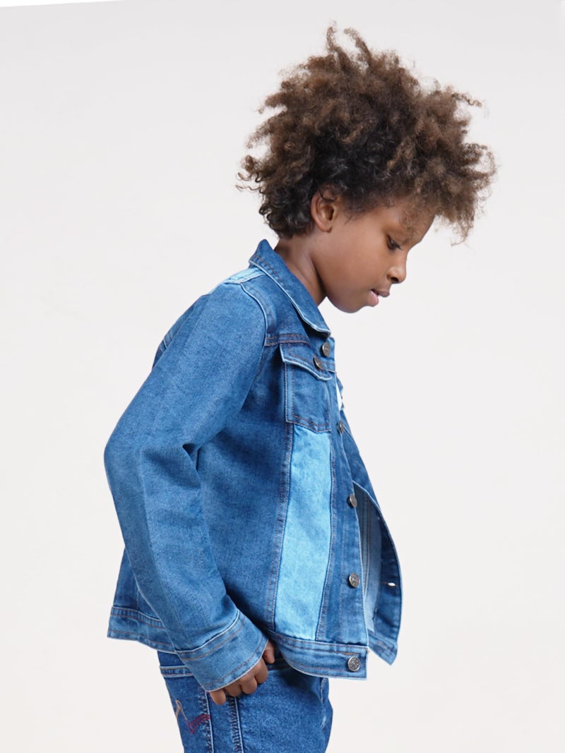 KiddoPanti Boys Denim Jacket | Cotton Poly Blend with Lycra | Washed Denim, Full Sleeve | Button Closure & Front Flap Pockets | Collared Neck, Md Mash - 1-2Y - Image 4