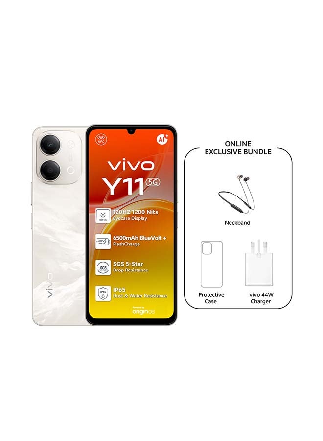 vivo Y11 AI 5G Platinum 4GB RAM 128GB With Exclusive Neckband (Charger and Case Inside Phone Box) - Middle East Version - Image 1