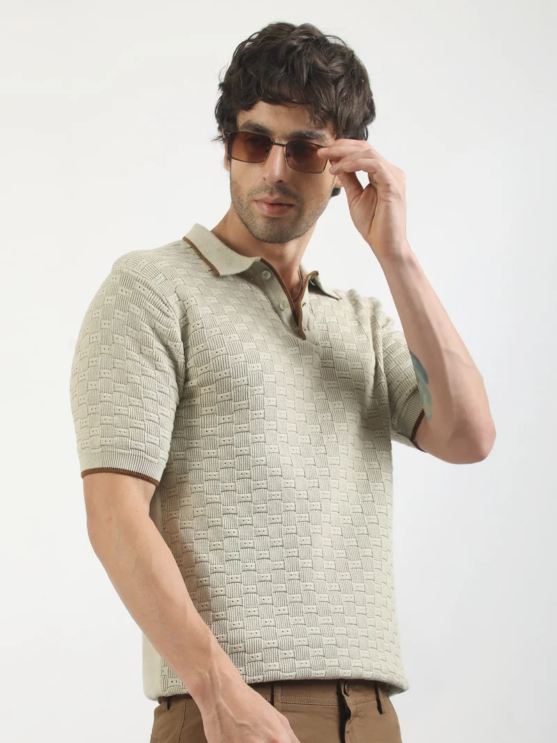 Maniac  Maniac Mens sunglass printed round neck half sleeve cream and black cotton t-shirt for Men | Best Price UAE