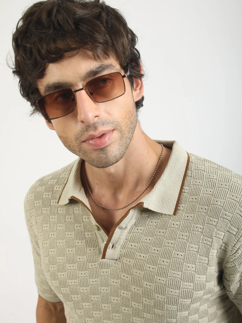 Maniac Mens sunglass printed round neck half sleeve cream and black cotton t-shirt