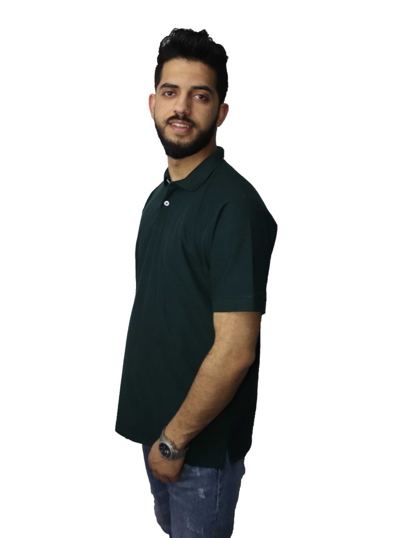 وان هاند تي شيرت بولو كاجوال قطن - أخضر غامق - Image 2