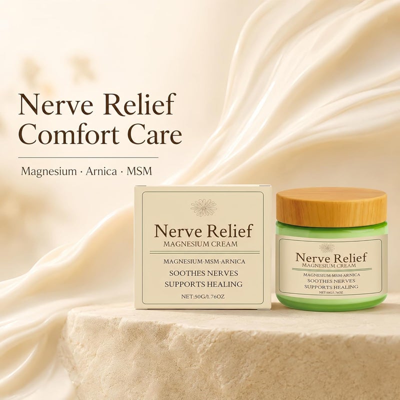Nerve Relief Magnesium Cream with Arnica & MSM, Fast Absorbing Soothing Body Lotion for Muscles & Joints, Legs, Feet, Neck, Back, Shoulders, Knees & Elbows, Non-Greasy Daily Care - Image 2