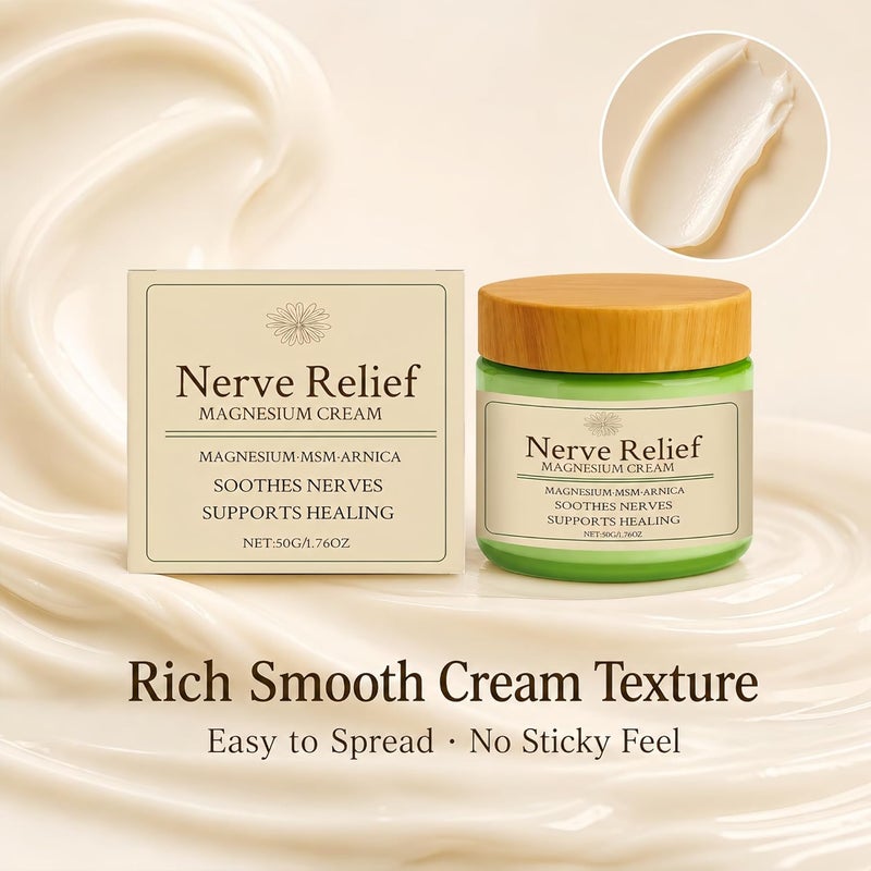 Nerve Relief Magnesium Cream with Arnica & MSM, Fast Absorbing Soothing Body Lotion for Muscles & Joints, Legs, Feet, Neck, Back, Shoulders, Knees & Elbows, Non-Greasy Daily Care - Image 5