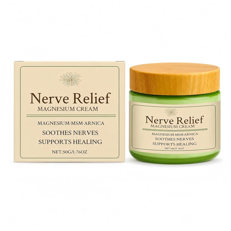 Nerve Relief Magnesium Cream with Arnica & MSM, Fast Absorbing Soothing Body Lotion for Muscles & Joints, Legs, Feet, Neck, Back, Shoulders, Knees & Elbows, Non-Greasy Daily Care - Image 1