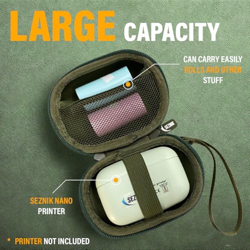 SEZNIK Portable Nano Printer Carrying Case, Multi Purpose Travel Organizer, Case for Earphones, USB Drives, Memory Cards, and Cables | Oxford Fabric | Water Resistant (Green) - Image 3