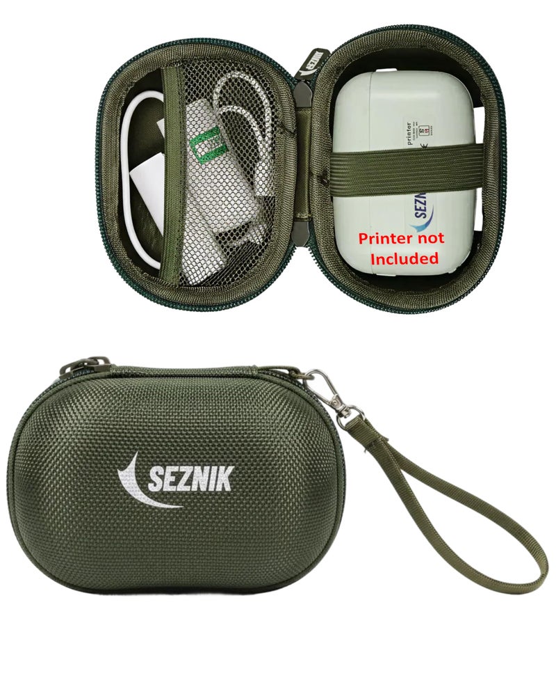 SEZNIK Portable Nano Printer Carrying Case, Multi Purpose Travel Organizer, Case for Earphones, USB Drives, Memory Cards, and Cables | Oxford Fabric | Water Resistant (Green) - Image 1