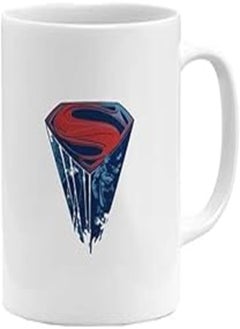 RYN PRINTED DESIGN Superman Realistic Theme Logo Printed Coffee Mug White/Red/Blue 11ounce
